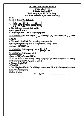 Đề thi môn Toán 9 - Trường thcs Định Thành